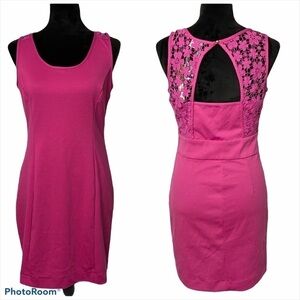 𝅺LC Lauren Conrad pink dress open lace size 10